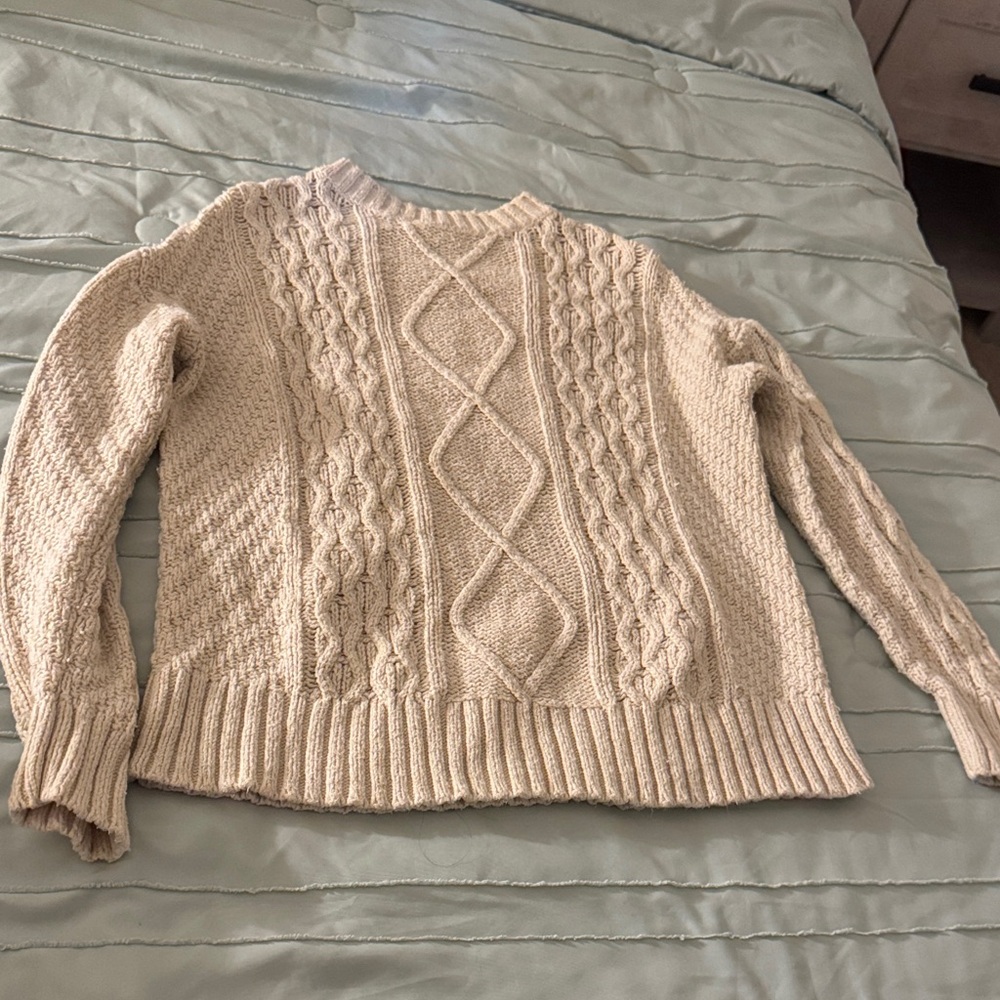 Me to We Beige Cable Knit Sweater